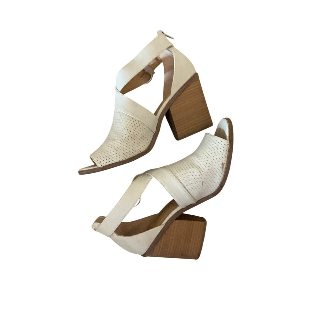 Sonoma Women's Heeled Sandals Peep Toe‎ Criss Cross Ankle Strap Neutral Casual - Picture 3 of 6